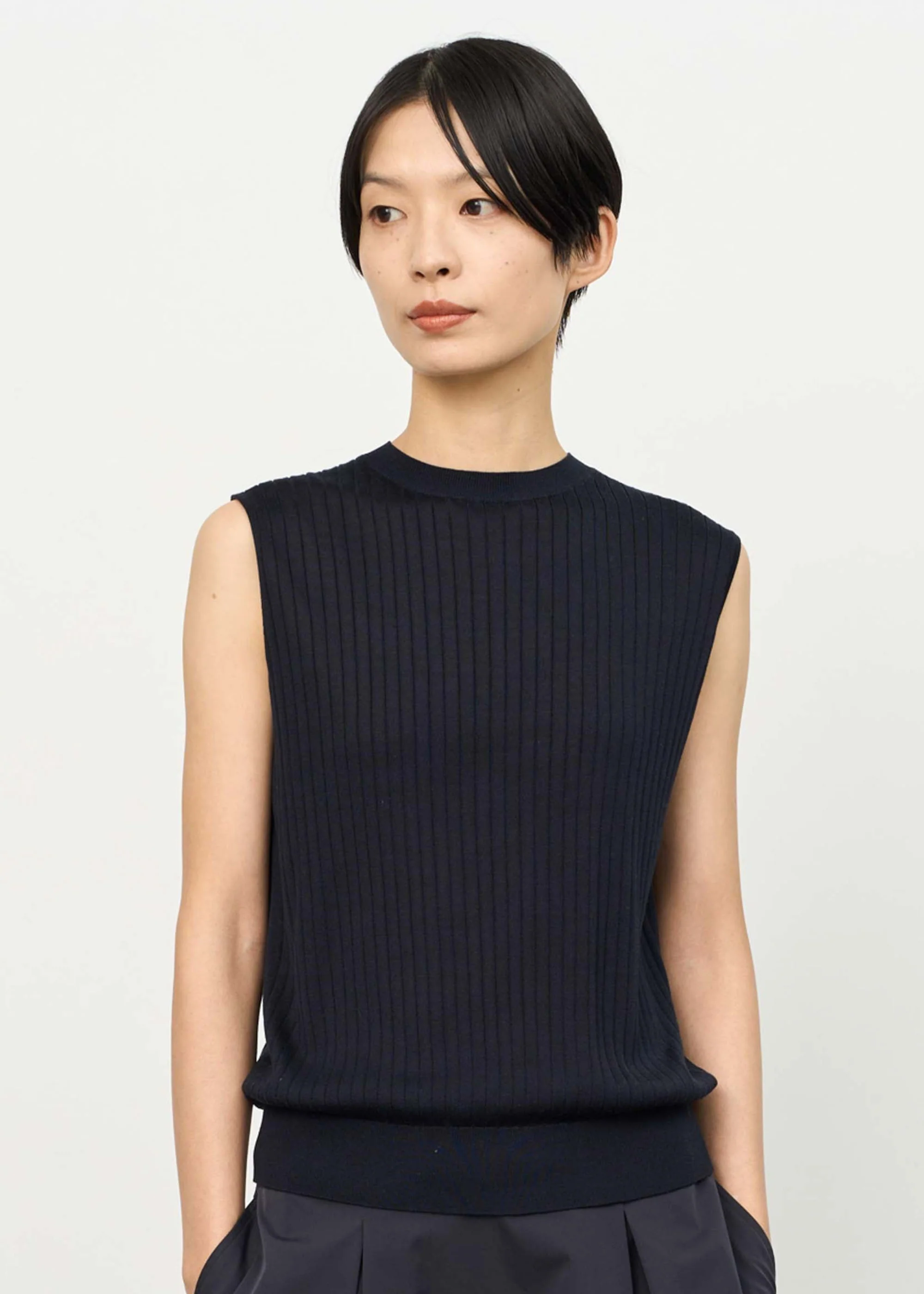 シルクワイドリブノースリーブニット - Image 19