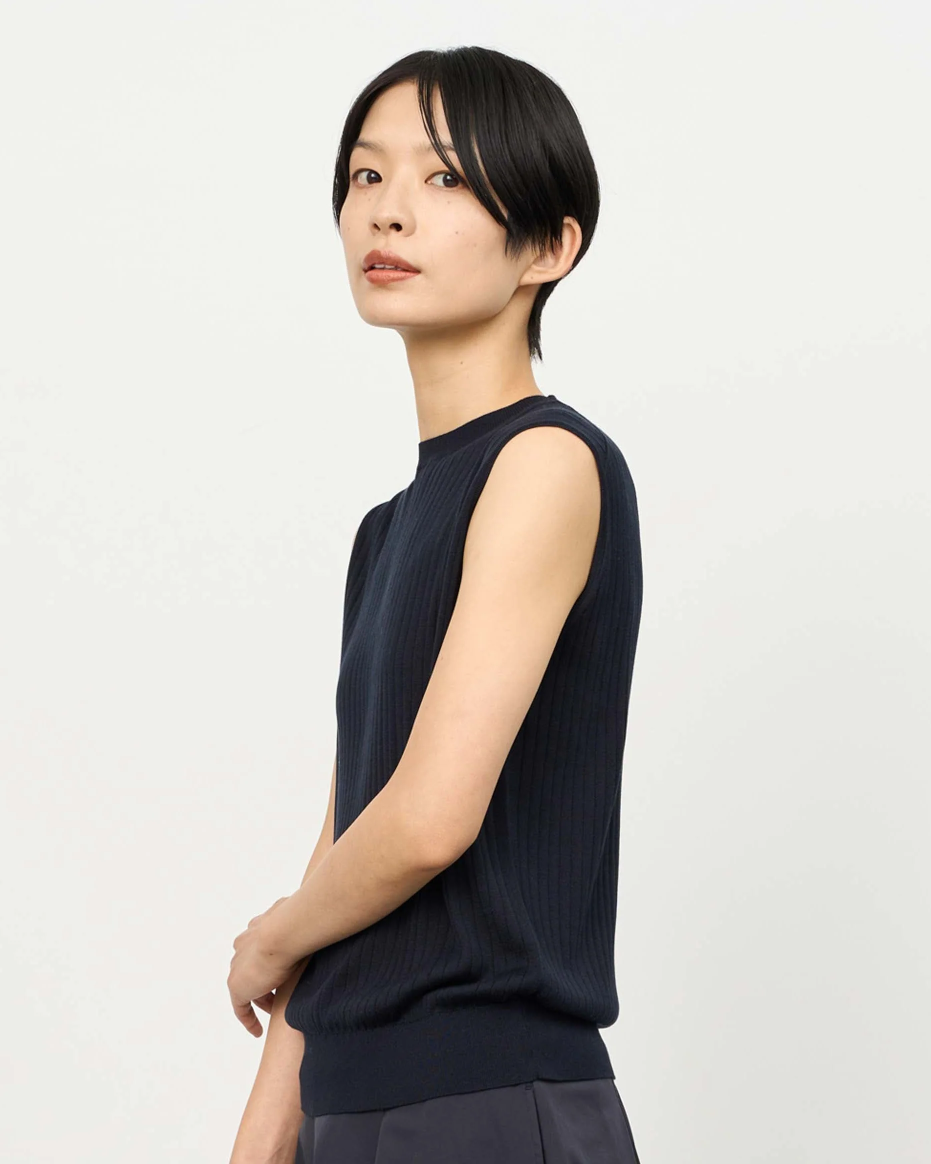 シルクワイドリブノースリーブニット - Image 20