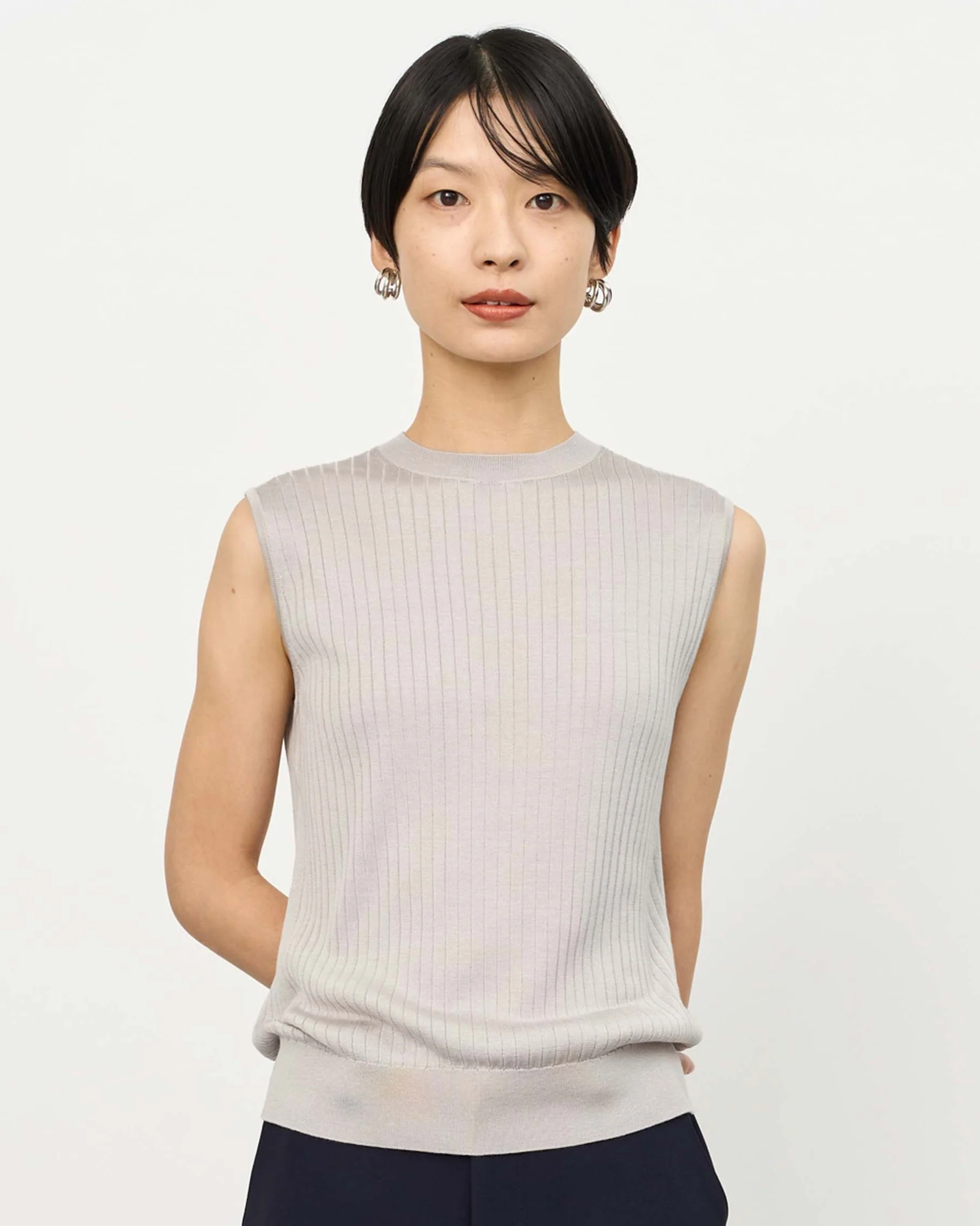 シルクワイドリブノースリーブニット - Image 48