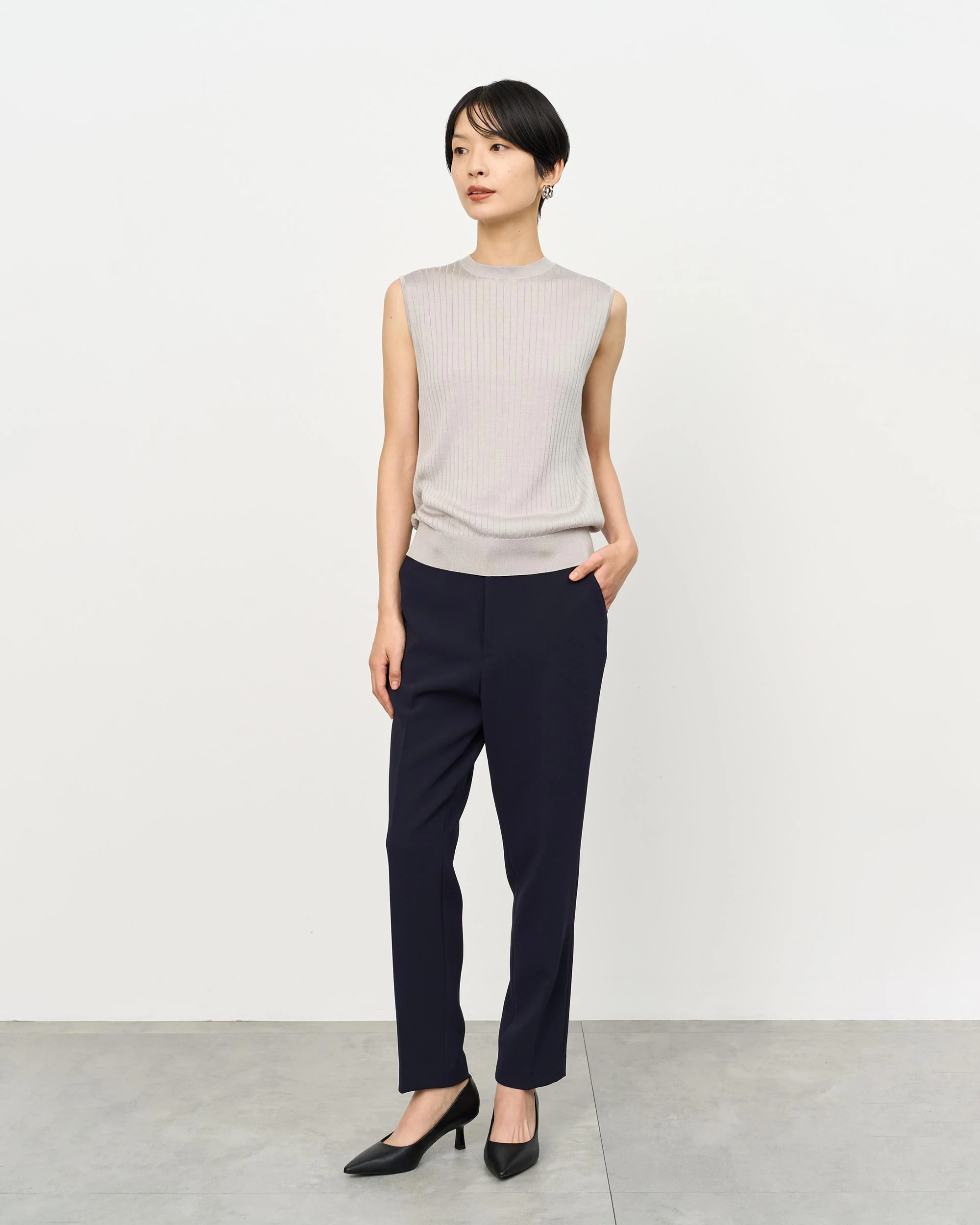 シルクワイドリブノースリーブニット - Image 51