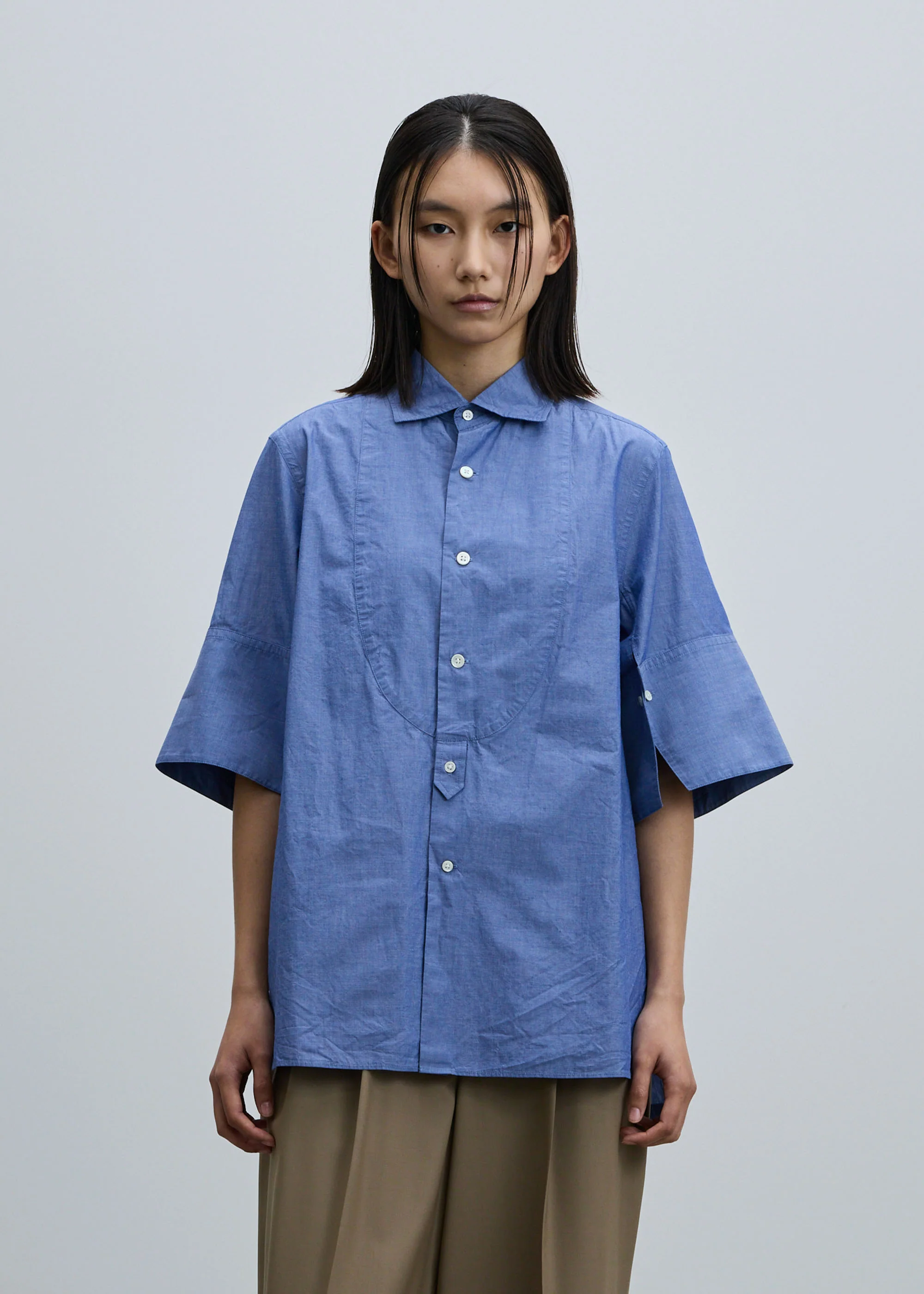 コットンシルクダブルカフスハーフスリーブシャツ - Image 15